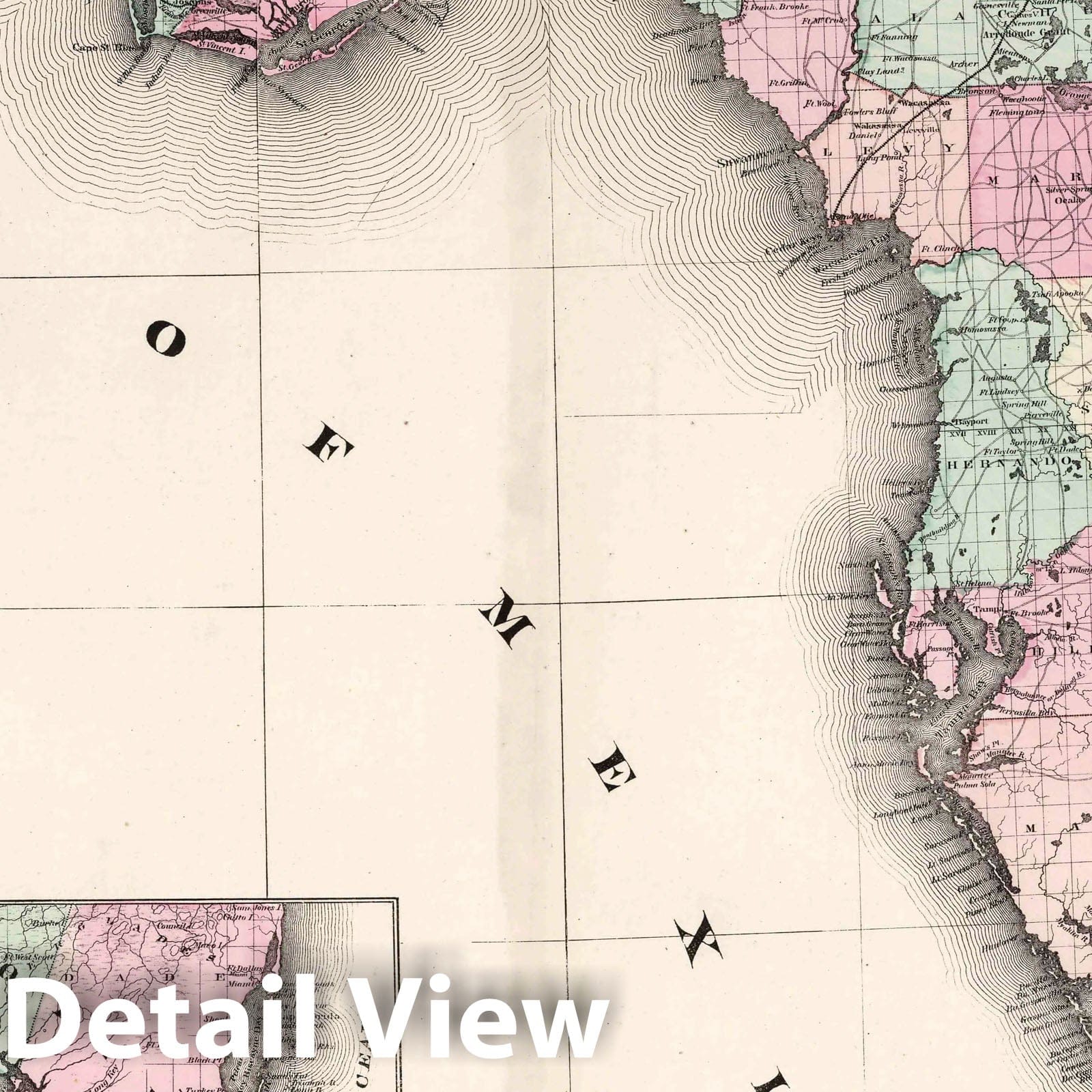 Florida - Survey Map, 1874 - Historical Map Print