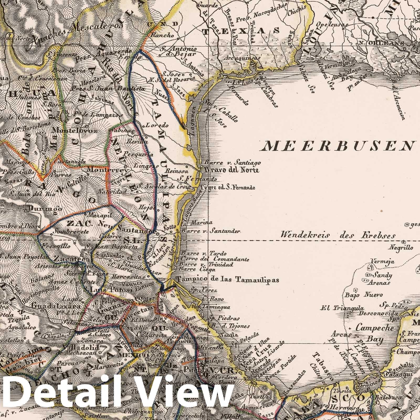 Mexico and Central America, 1828 - Historical Map Print