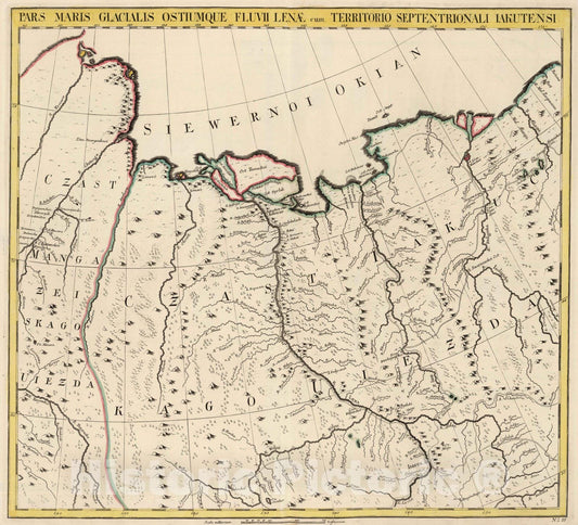 Historic Map : Russia, Siberia 1745 Pars Maris Glacialis Ostiumque Fluvii Ienae Cum Territorio Septentrionali Iakutensi , Vintage Wall Art