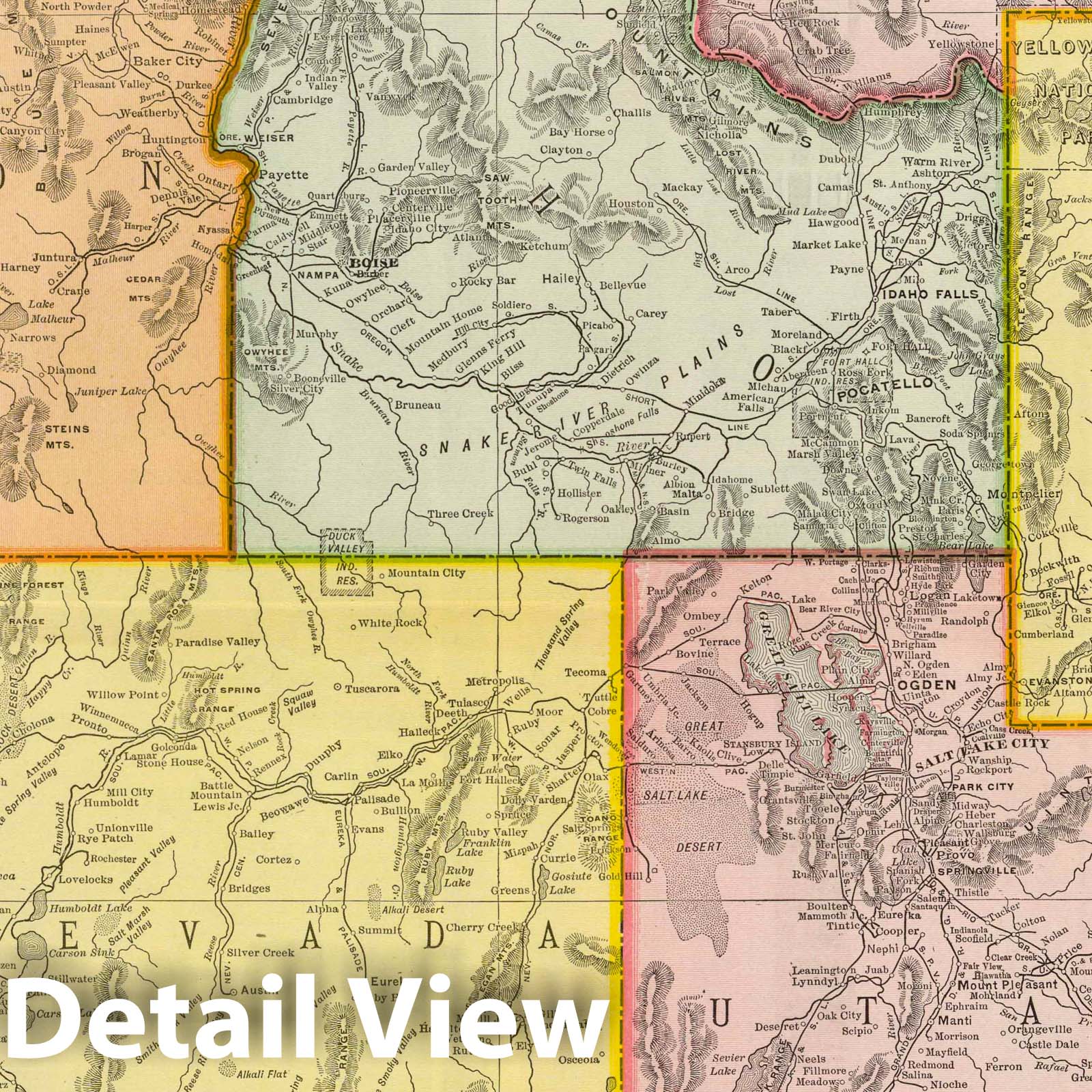Denver to Pacific Coast - Route Map, 1924 - Rand McNally Commercial Atlas