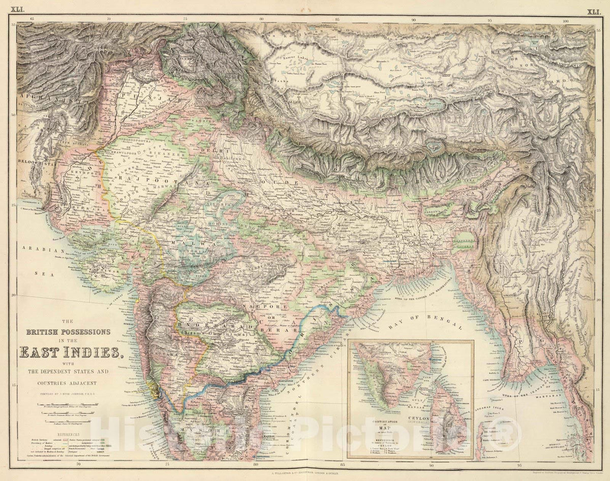 Historic Map : 1872 The British Possessions In The East Indies. - Vintage Wall Art