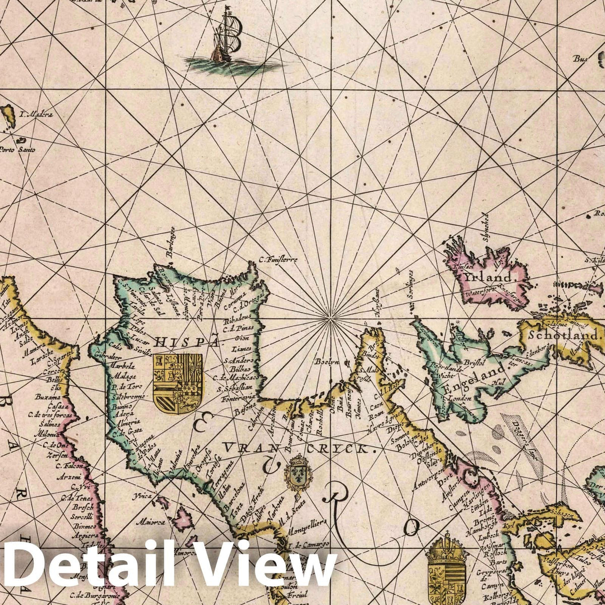 Europe - Nautical Chart, 1667 - Pieter Goos Historical Map Print