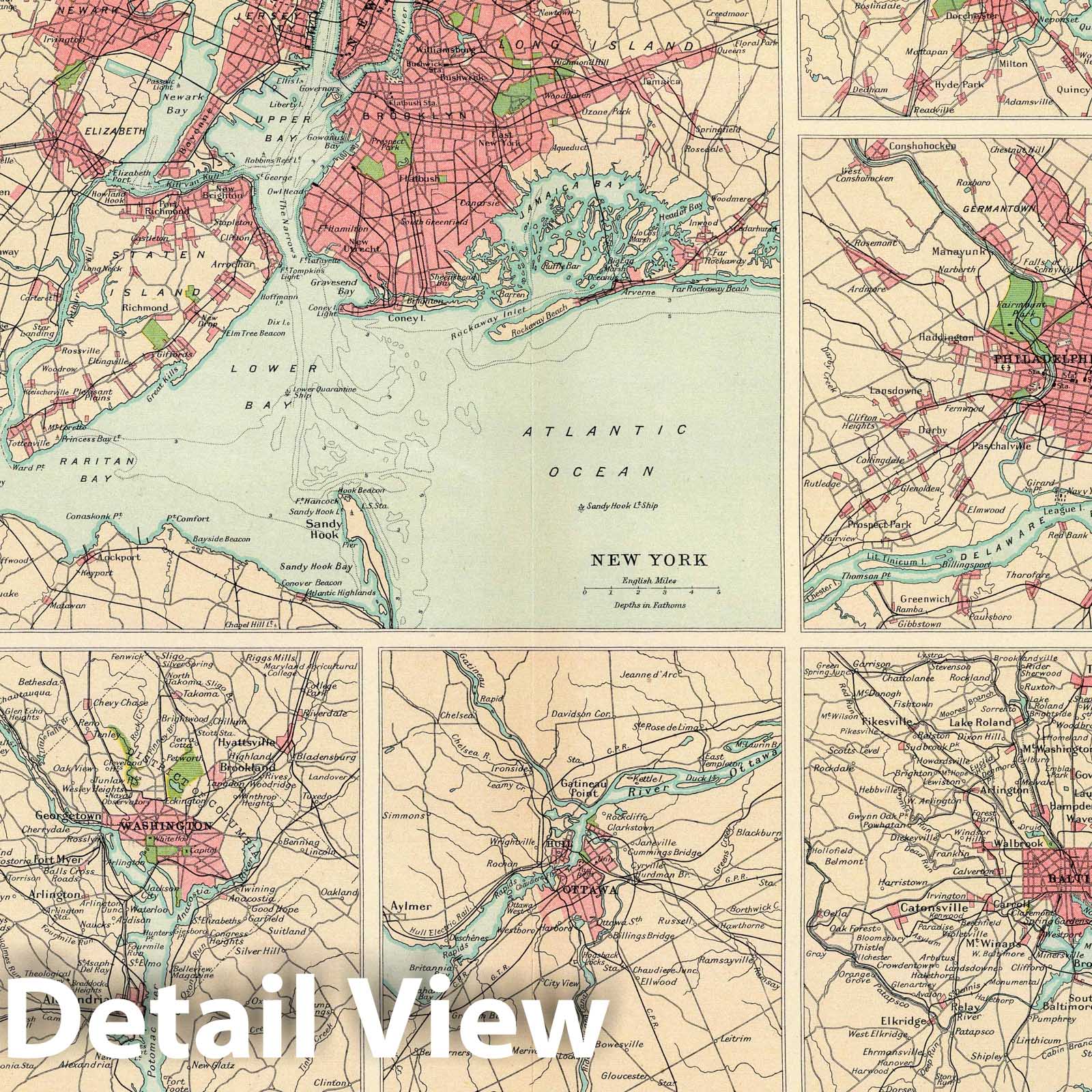 American and Canadian Cities - Survey Map, 1922 - Historical Map Print