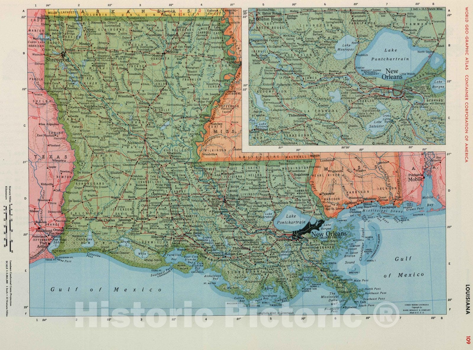 Historic Map : 1953 Louisiana. - Vintage Wall Art