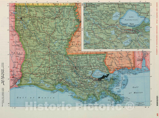 Historic Map : 1953 Louisiana. - Vintage Wall Art