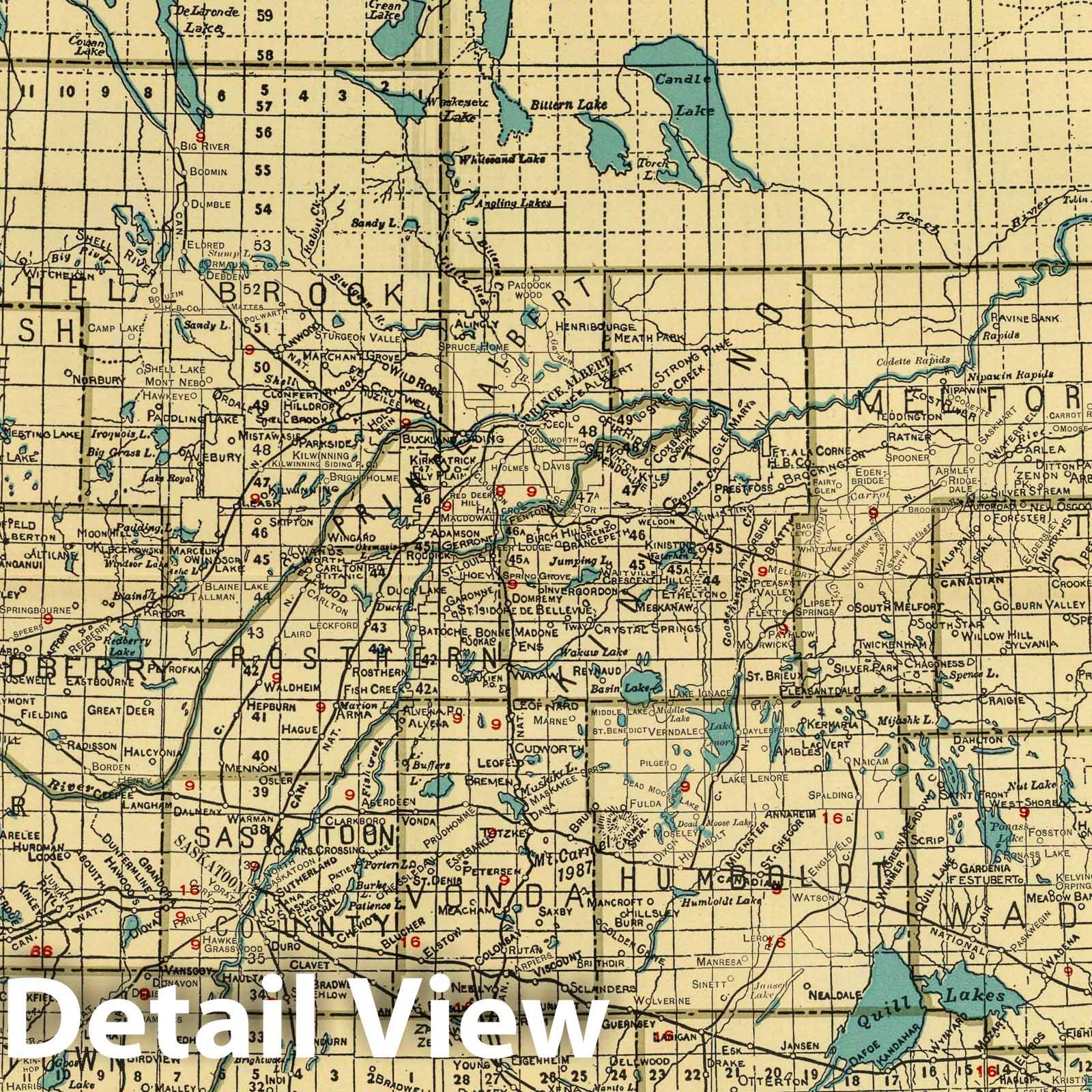 Saskatchewan - Railroad Map, 1924 - Rand McNally Commercial Atlas