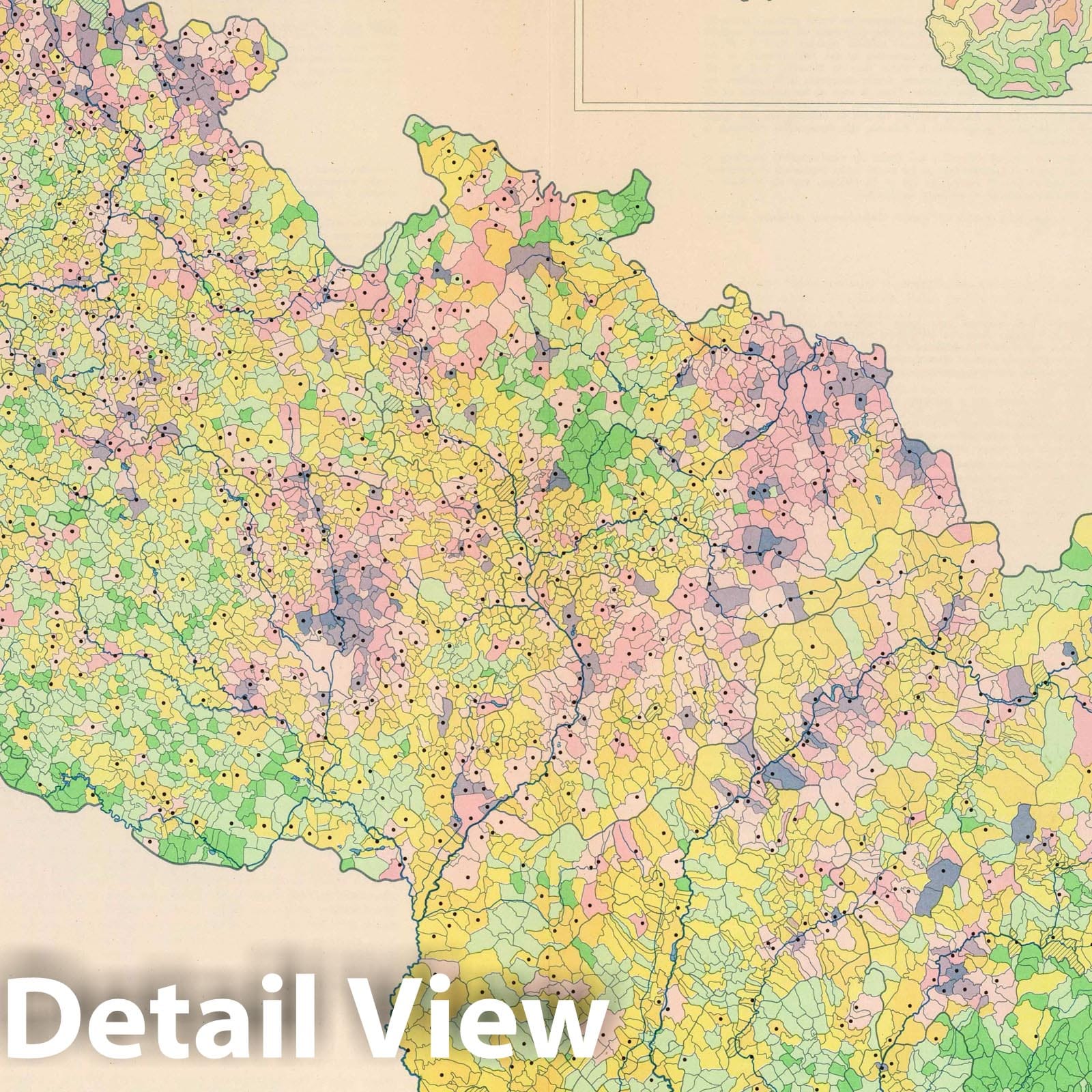 Czech Republic and Slovakia - Population Map, 1966 - Historical Map Print