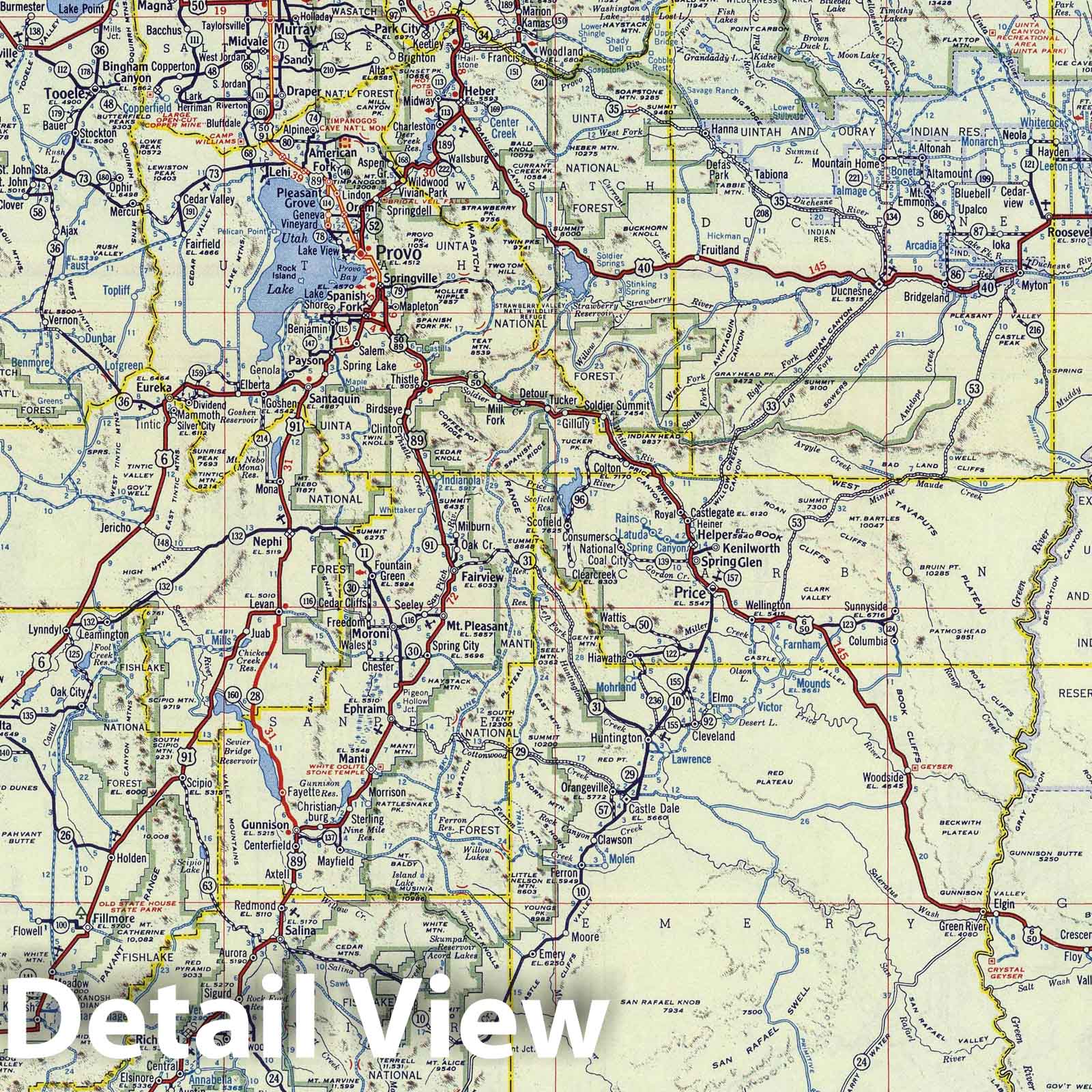 Historic Map : National Atlas - 1950 Shell Highway Map of Utah. - Vintage Wall Art