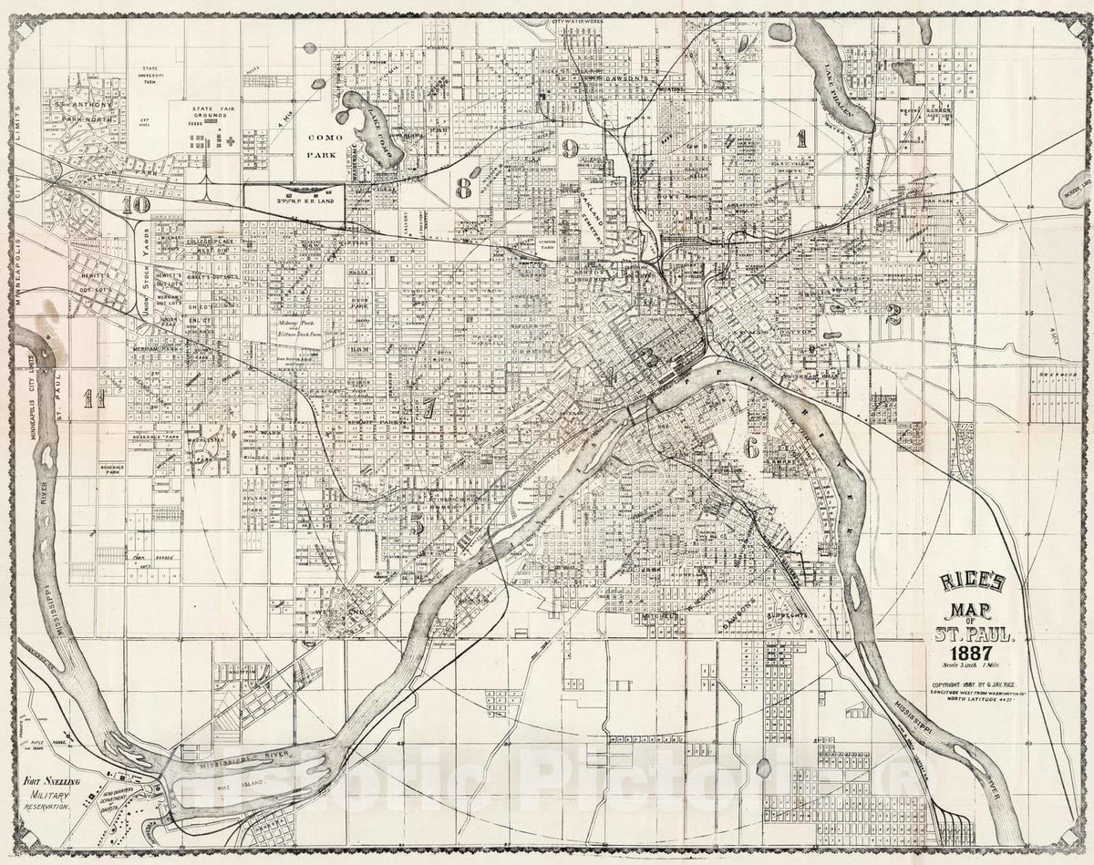 Historic Map : 1887 Map Of St. Paul. - Vintage Wall Art