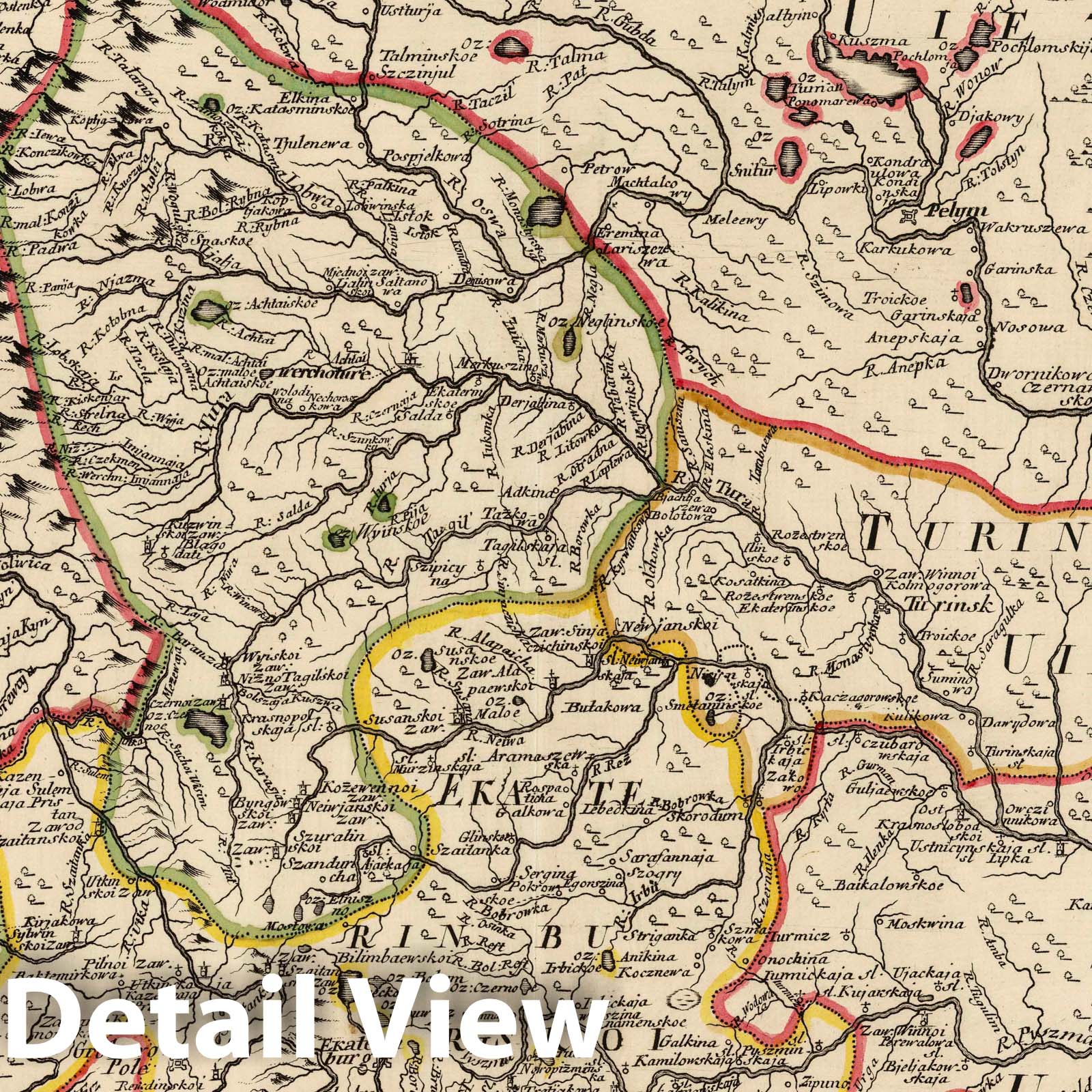 Western Siberia - Road Map, 1745 - Atlas Russicus Historical Map Print