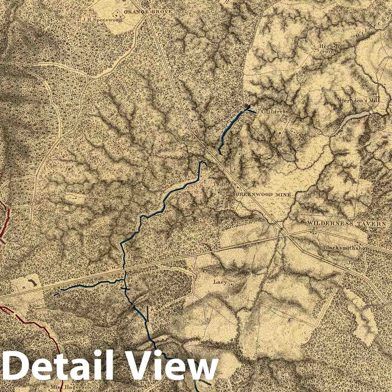 Civil War: Wilderness, Spottsylvania, Cold Harbor - Railroad Map, 1869