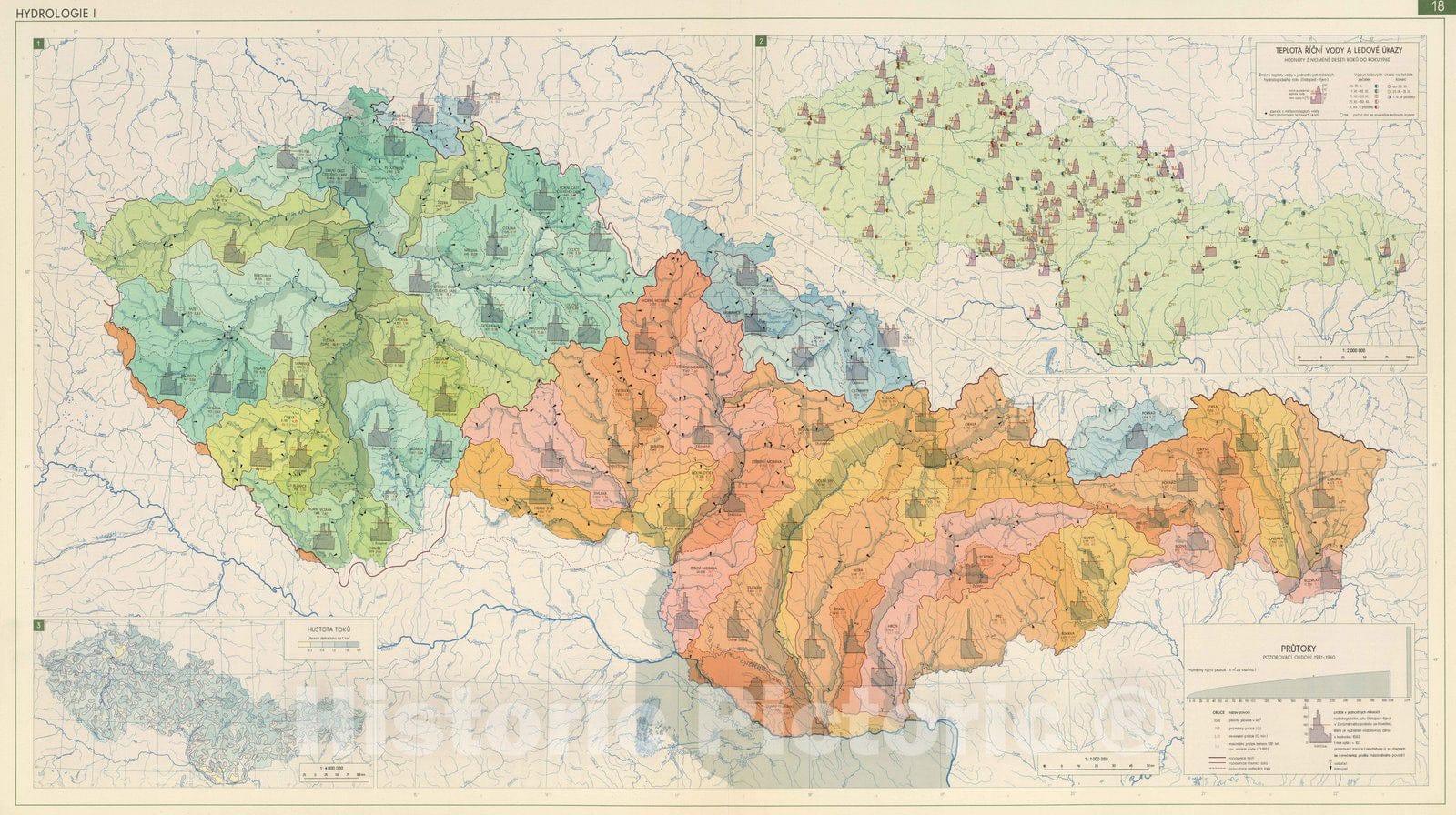 Historic Map : National Atlas - 1966 Hydrology I. - Vintage Wall Art