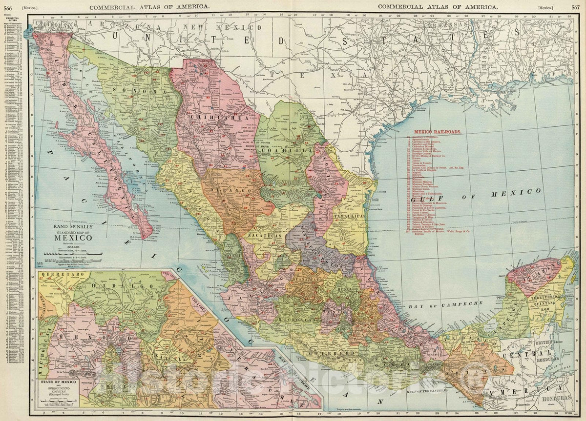 Historic Map : 1924 Mexico. v2 - Vintage Wall Art