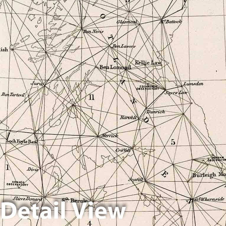 Great Britain and Ireland Triangulation - Plate No. 18, 1858 - Historical Map Print