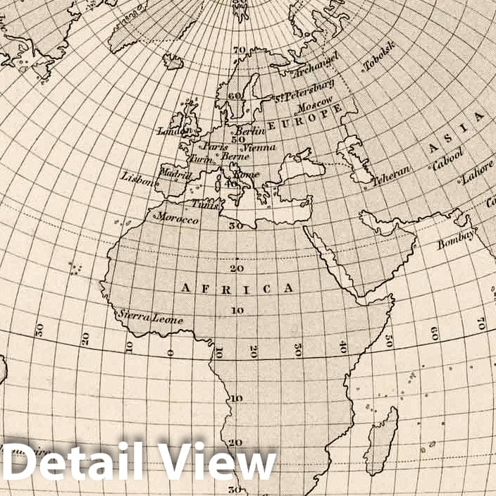 World - Geometrical Projection, 1857 - Historical Map Print