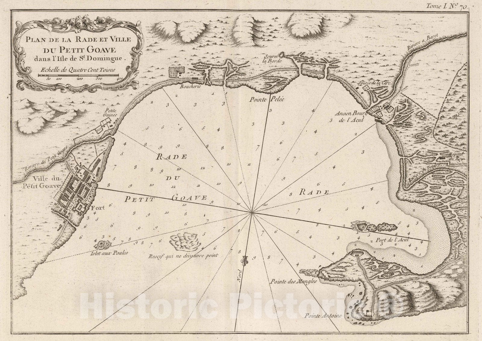 Historic Map : Haiti , Petit Goave (Haiti), 1764 Plan de la rade et ville du Petit Goave dans I'isle de St Domingue. , Vintage Wall Art