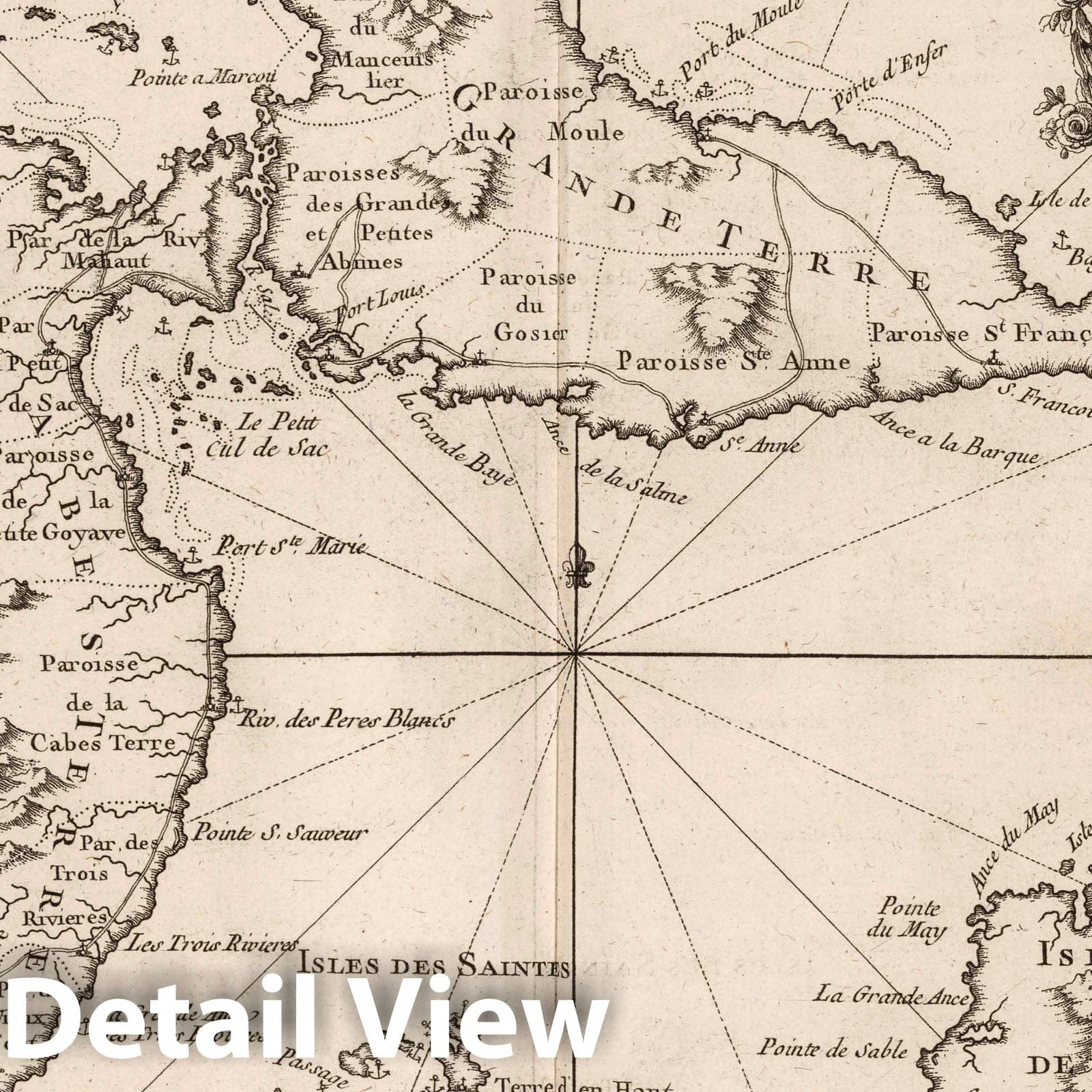 Guadeloupe, Les Saintes, and Marie Galante - Nautical Chart, 1764