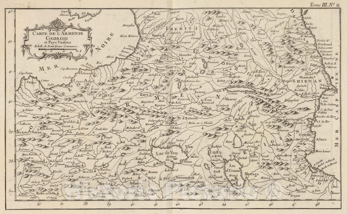 Armenia, Georgia, and Adjacent Lands - Nautical Chart, 1764 by Bellin