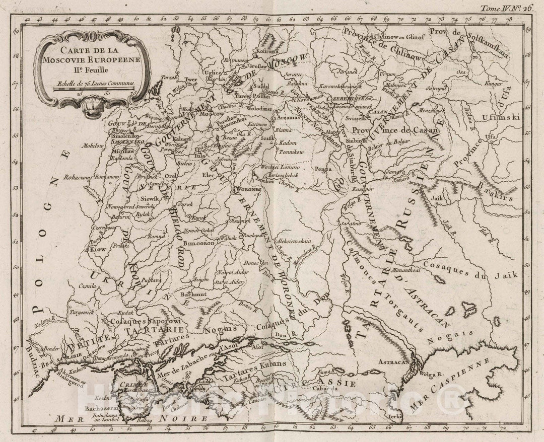 Historic Map : Russia, , Europe 1764 Carte de la Moscovie Europeenne. II: Feuille. , Vintage Wall Art
