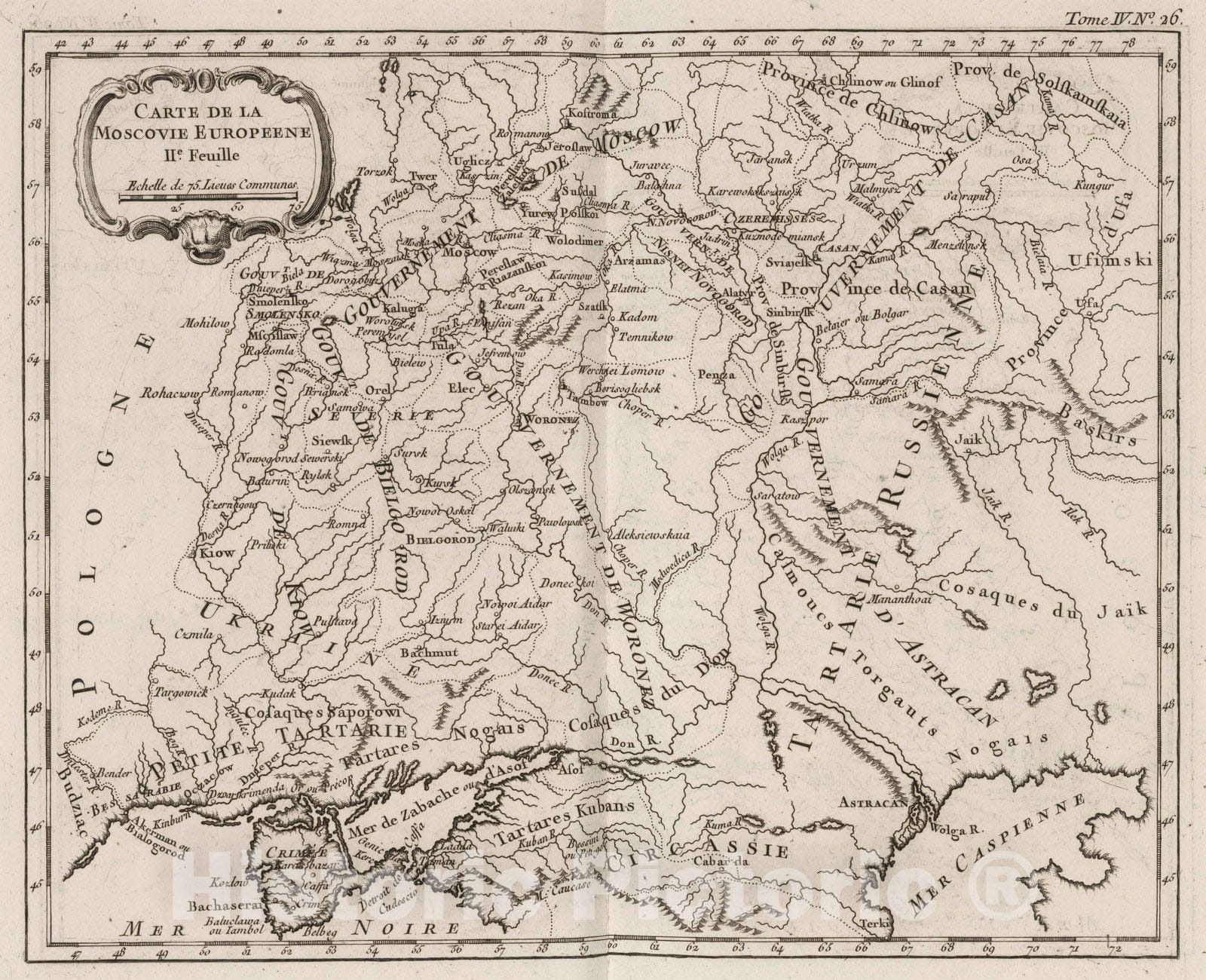Historic Map : Russia, , Europe 1764 Carte de la Moscovie Europeenne. II: Feuille. , Vintage Wall Art