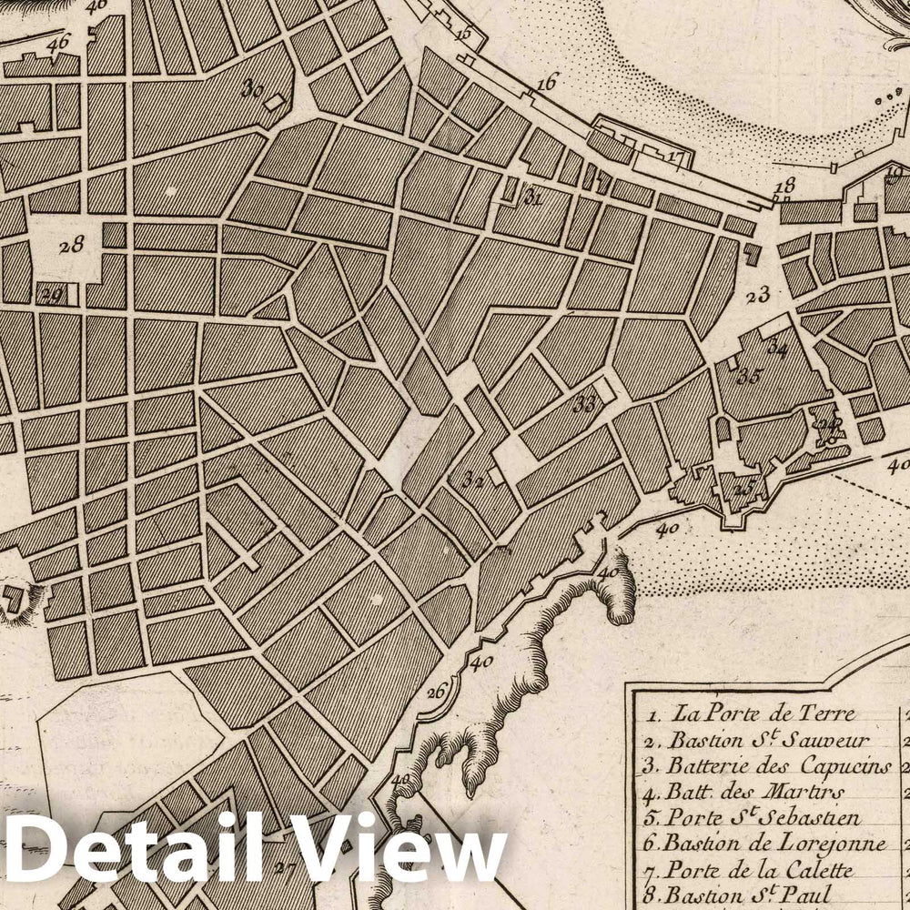 Historic Map : Spain, , Europe 1764 Plan de la Ville de Cadix , Vintage Wall Art