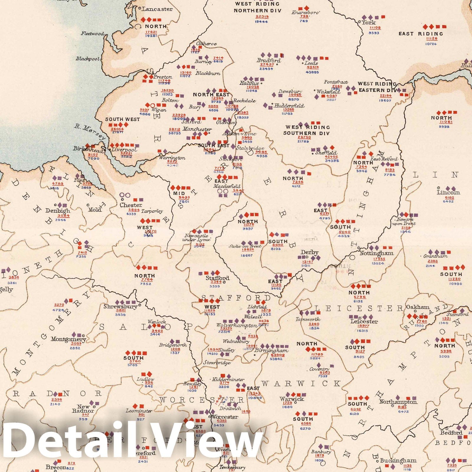 England and Wales, 1881 - Historical Map Print from Statistical Atlas