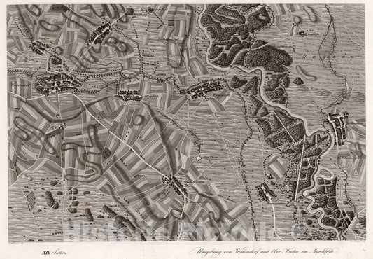 Historic Map : Austria, 1837 XIX Section. Umgebung von Weikendorf und Ober-Weiden im Marchfelde. J. Hollnsteiner del. Lor. Neumayer sculp. , Vintage Wall Art