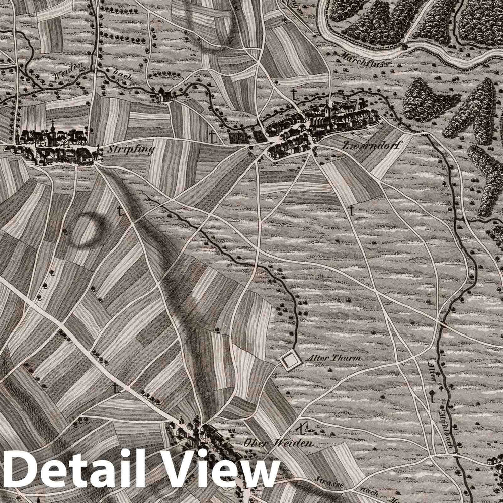 Historic Map : Austria, 1837 XIX Section. Umgebung von Weikendorf und Ober-Weiden im Marchfelde. J. Hollnsteiner del. Lor. Neumayer sculp. , Vintage Wall Art