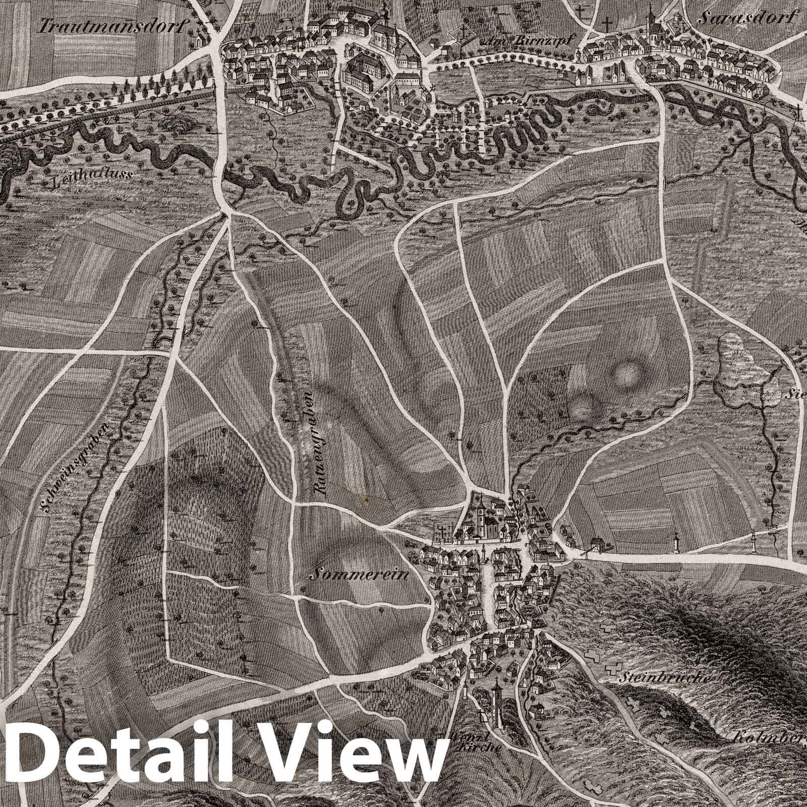 Historic Map : Austria, 1837 XXVI Section. Umgebung von Trautmansdorf, und Kaisersteinbruch in Ungarn. J. Hollnsteiner del. F. Mehl sculp. , Vintage Wall Art