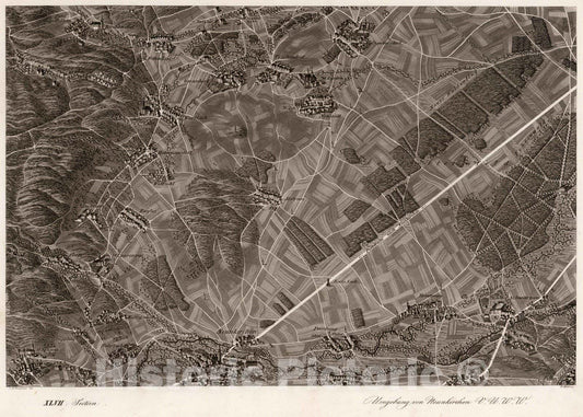 Historic Map : Austria, 1837 XLVII Section. Umgebung von Neunkirchen V.U.W.W. Hollnsteiner del. F. Mehl sc. , Vintage Wall Art