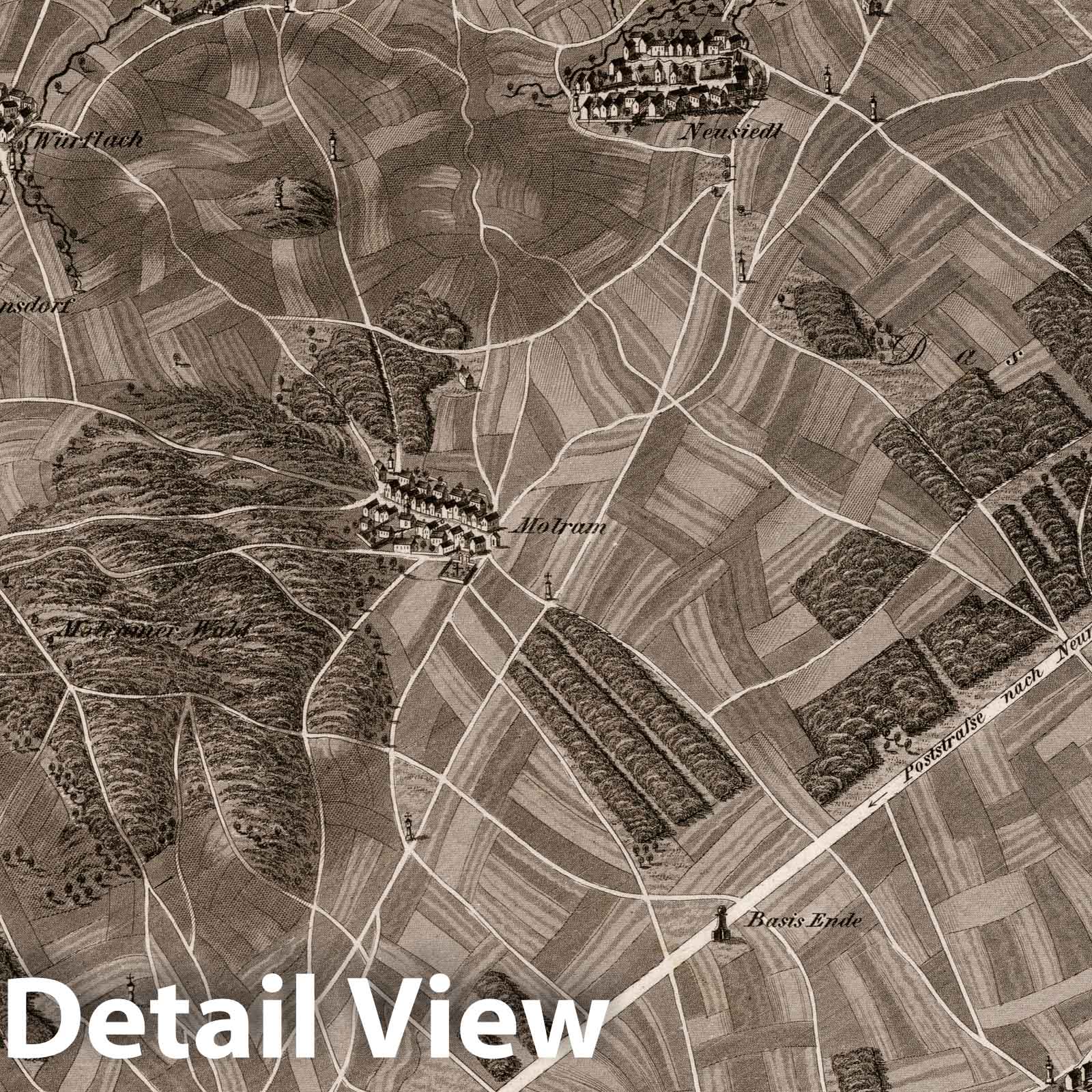 Neunkirchen, Austria - Bird's Eye View, 1837 - Historical Map Print