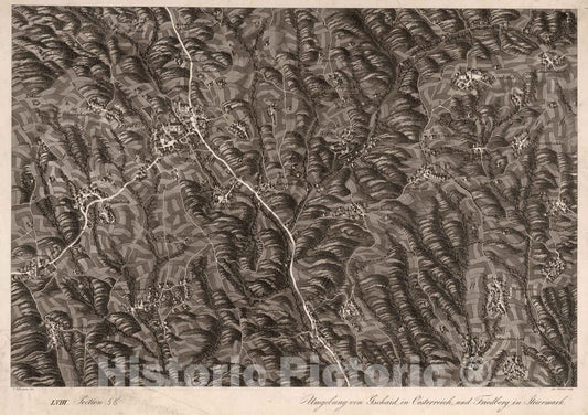 Historic Map : Austria, 1837 LVIII Section. Umgebung von Gschaid in Oesterreich, und Friedberg in Steiermark. J. Hollnsteiner del. A. Gebhardt sculp. , Vintage Wall Art