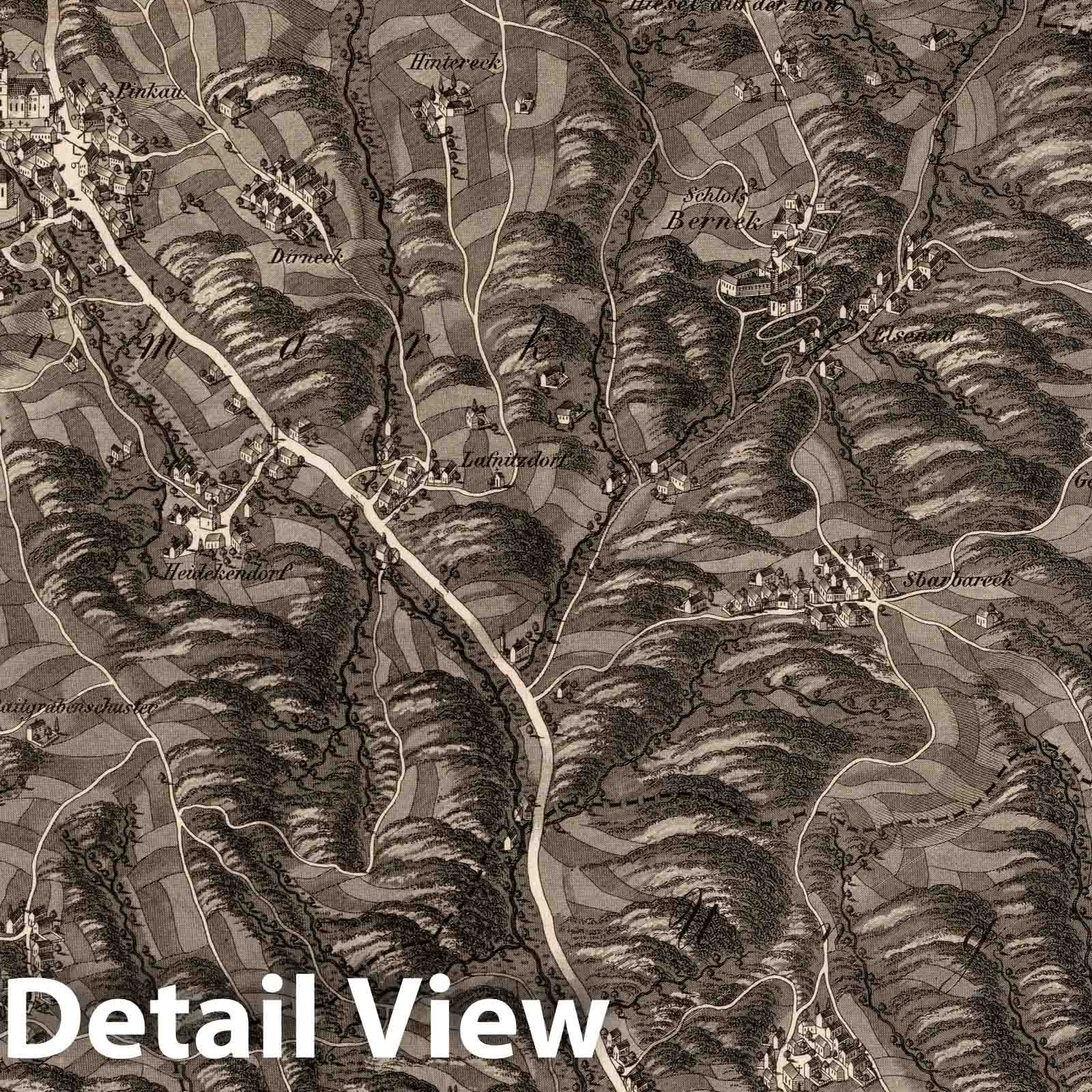 Historic Map : Austria, 1837 LVIII Section. Umgebung von Gschaid in Oesterreich, und Friedberg in Steiermark. J. Hollnsteiner del. A. Gebhardt sculp. , Vintage Wall Art