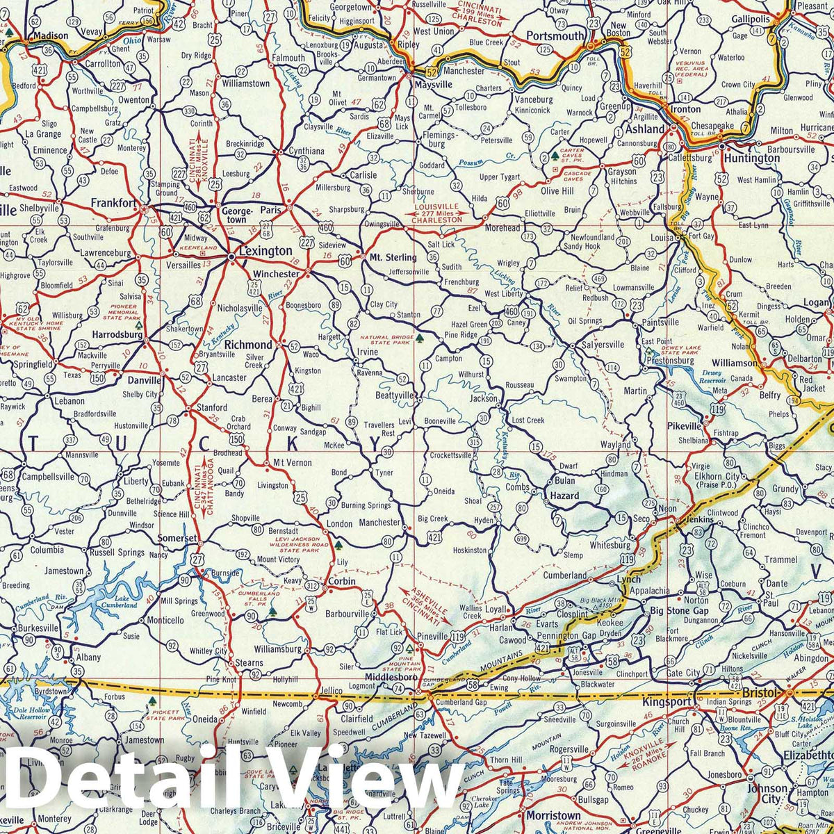 East Central States - Road Map, 1956 - Shell Atlas Historical Print