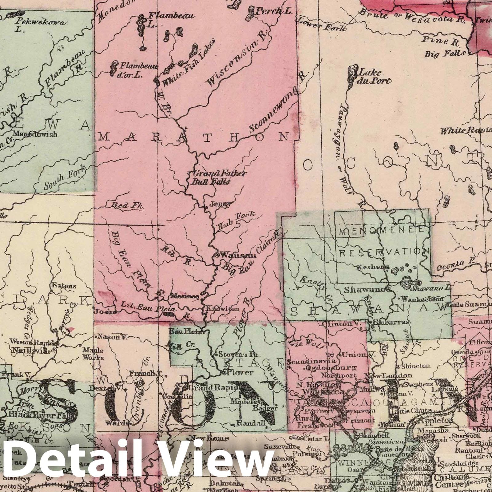 Wisconsin and Michigan, 1867 - Historical Map Print