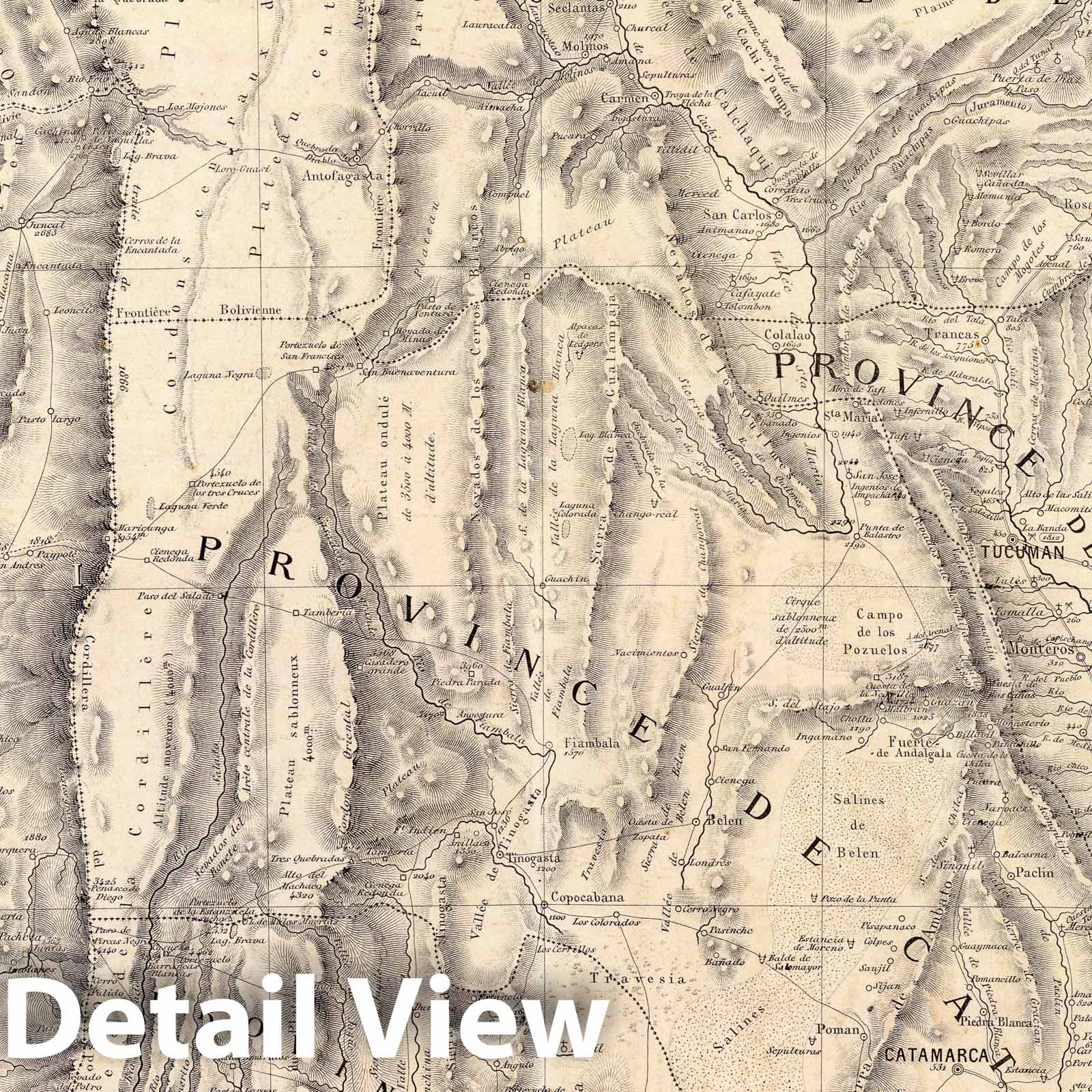 Catamarca and Tucuman, Argentina 1873 Historical Map Reproduction