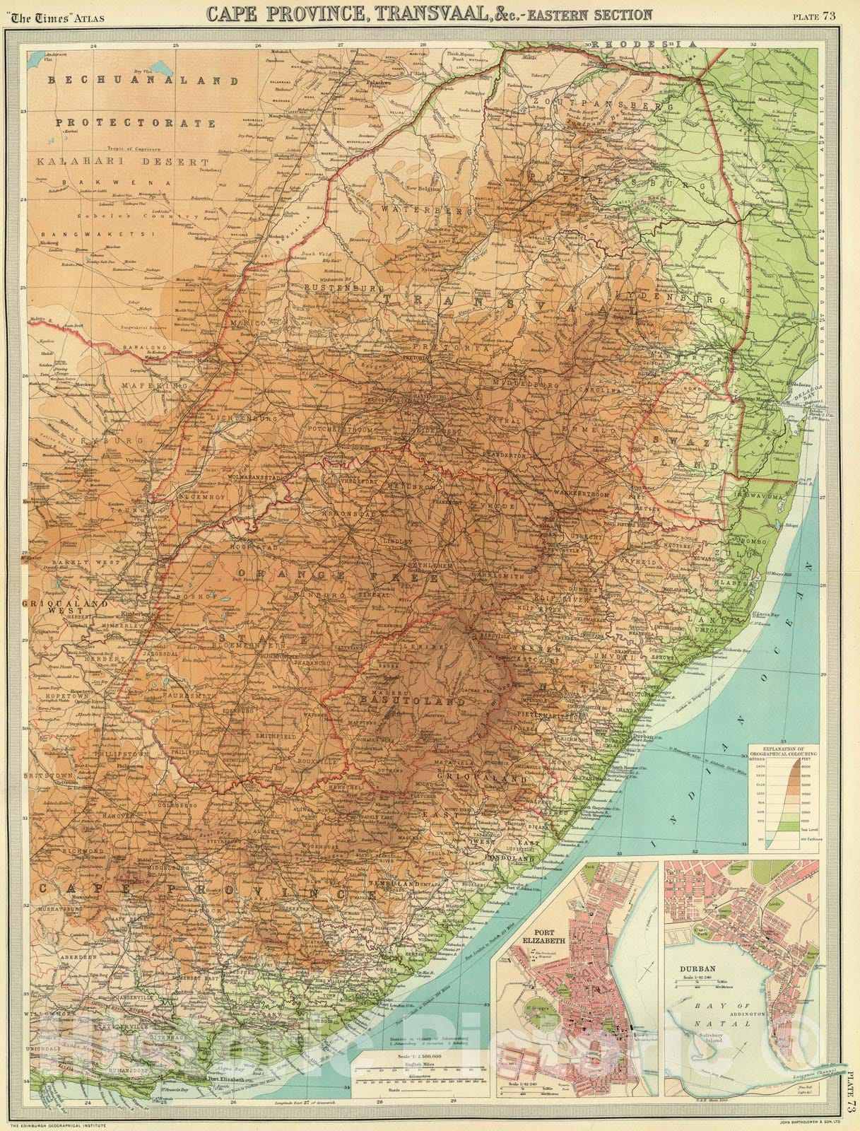 Historic Map : 1922 Cape Province, Transvaal, c. - eastern section. - Vintage Wall Art
