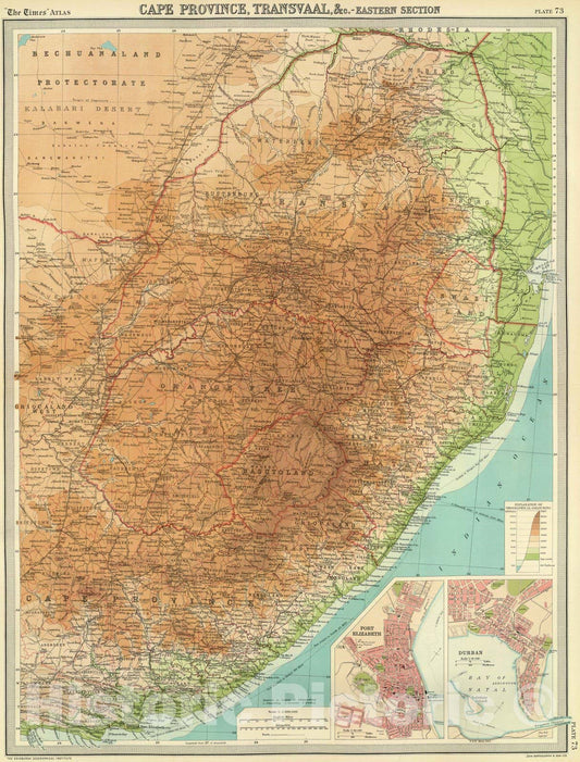 Historic Map : 1922 Cape Province, Transvaal, c. - eastern section. - Vintage Wall Art