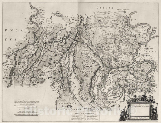 Historic Map : Rhine-Maas Canal (Netherlands) 1627 Fossa quae a Rheno ad Mosam duci caepta est. , Vintage Wall Art