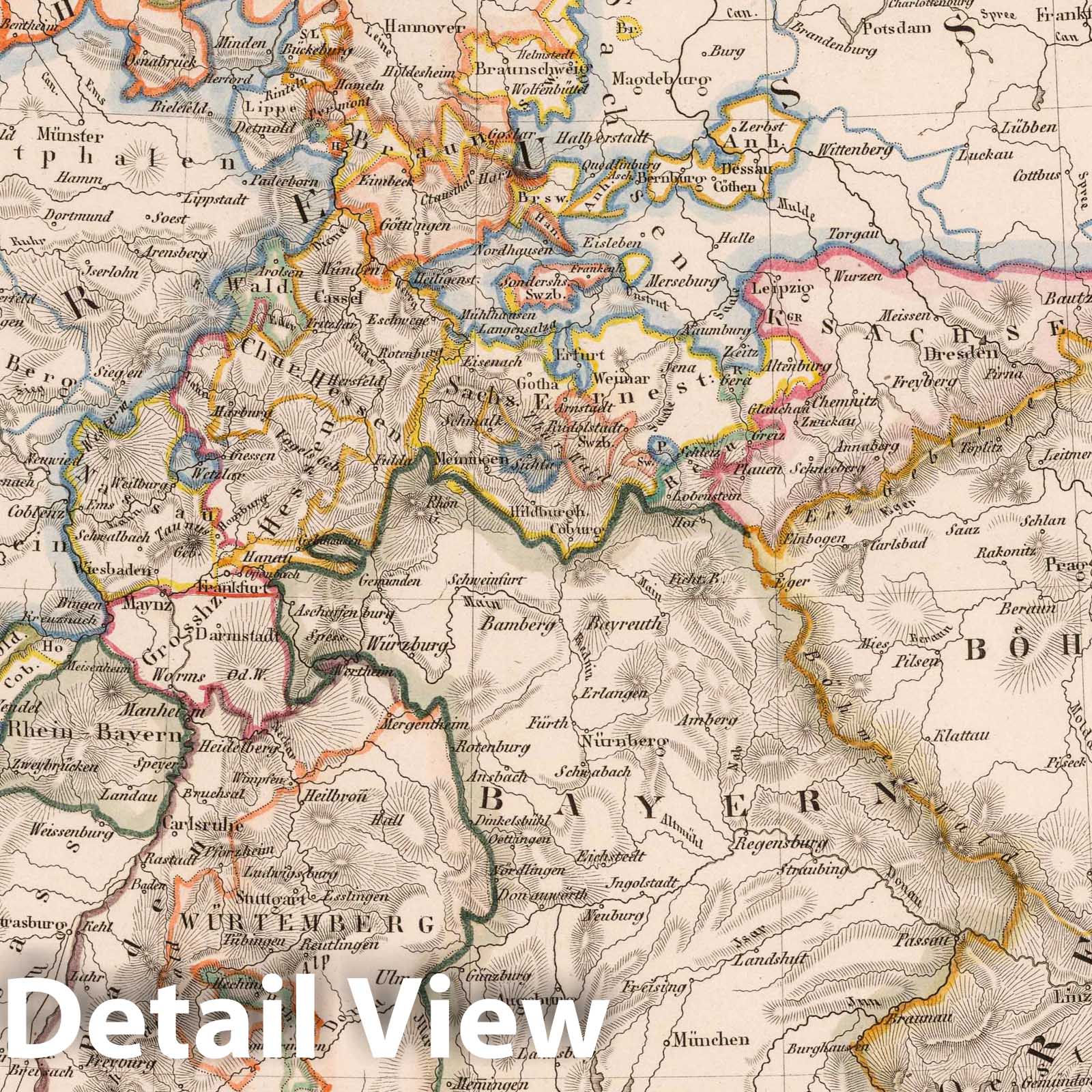 Germany, Netherlands, and Switzerland 1821 Historical Map Print