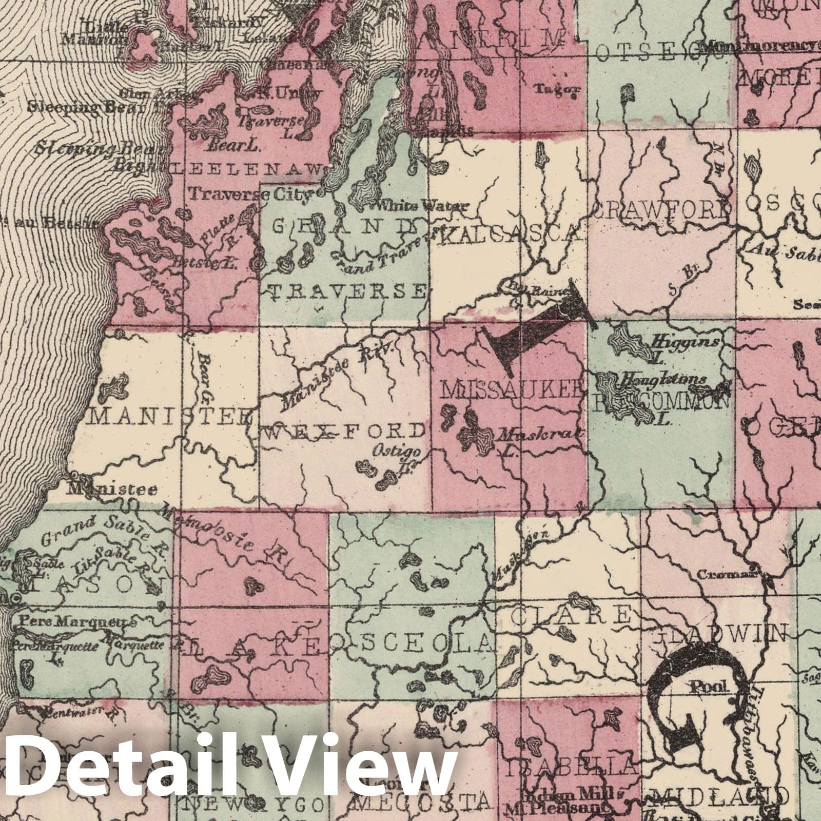 Michigan, 1867 - Historical Map Print from Schonberg's Atlas