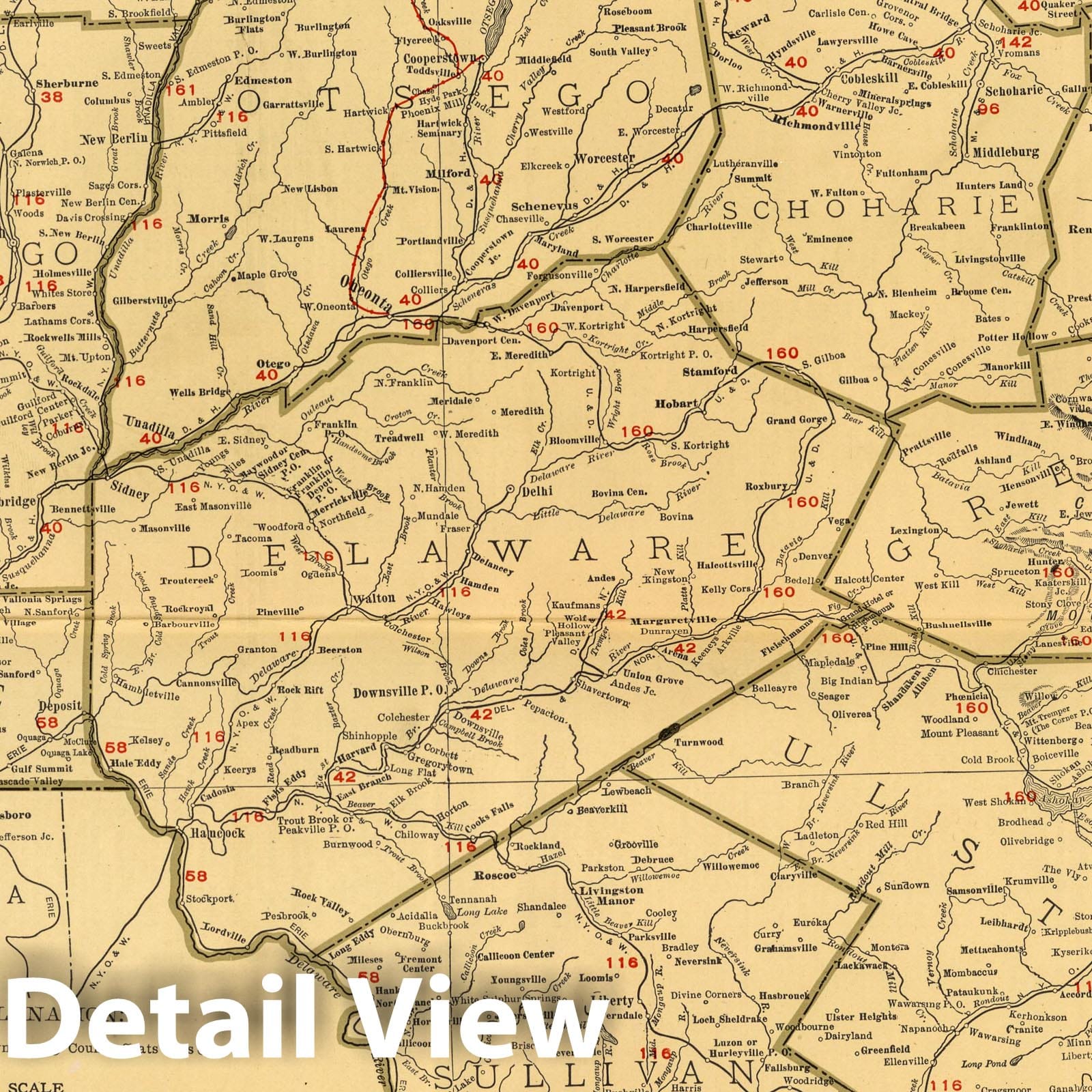 New York, Eastern Section - Railroad Map, 1924 - Rand McNally Atlas Print