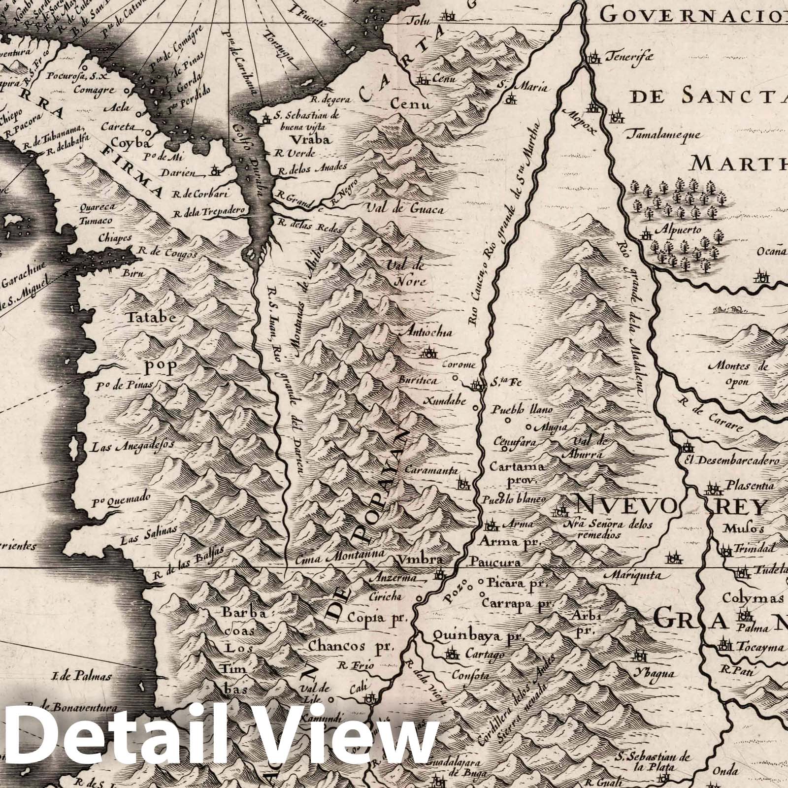 Colombia and Panama, 1630 - Historical Map Print