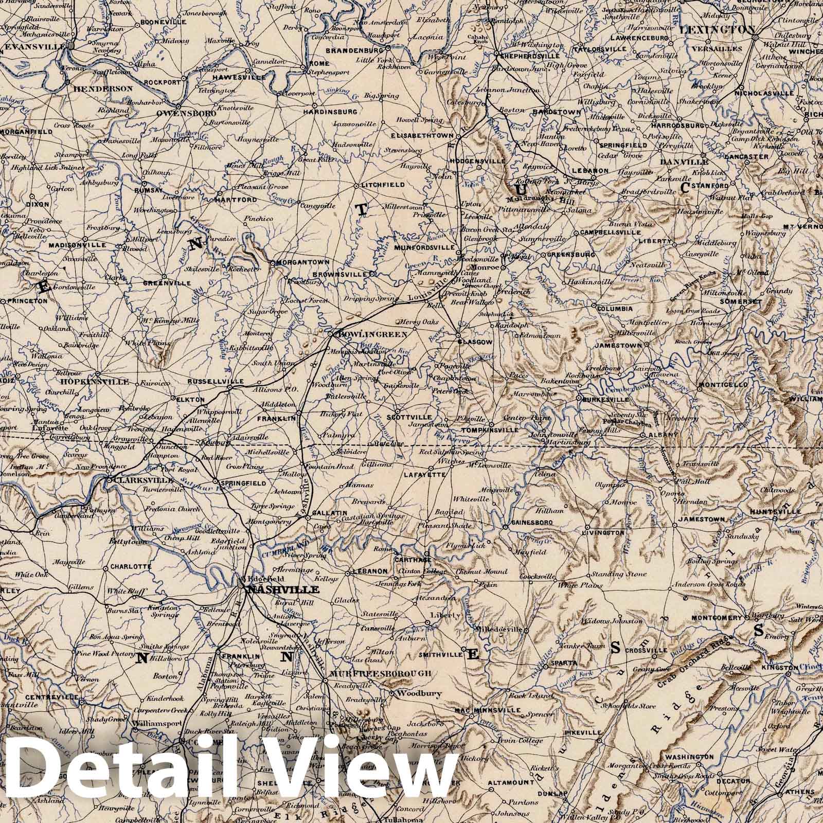 Civil War: Kentucky and Tennessee - Military Map, 1874