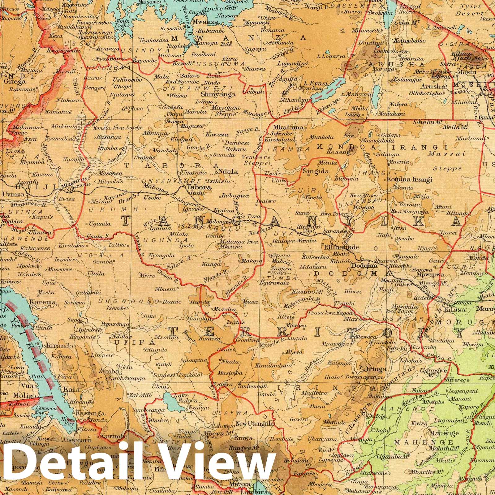 Central Africa, Eastern Section - 1922 Survey Map Print