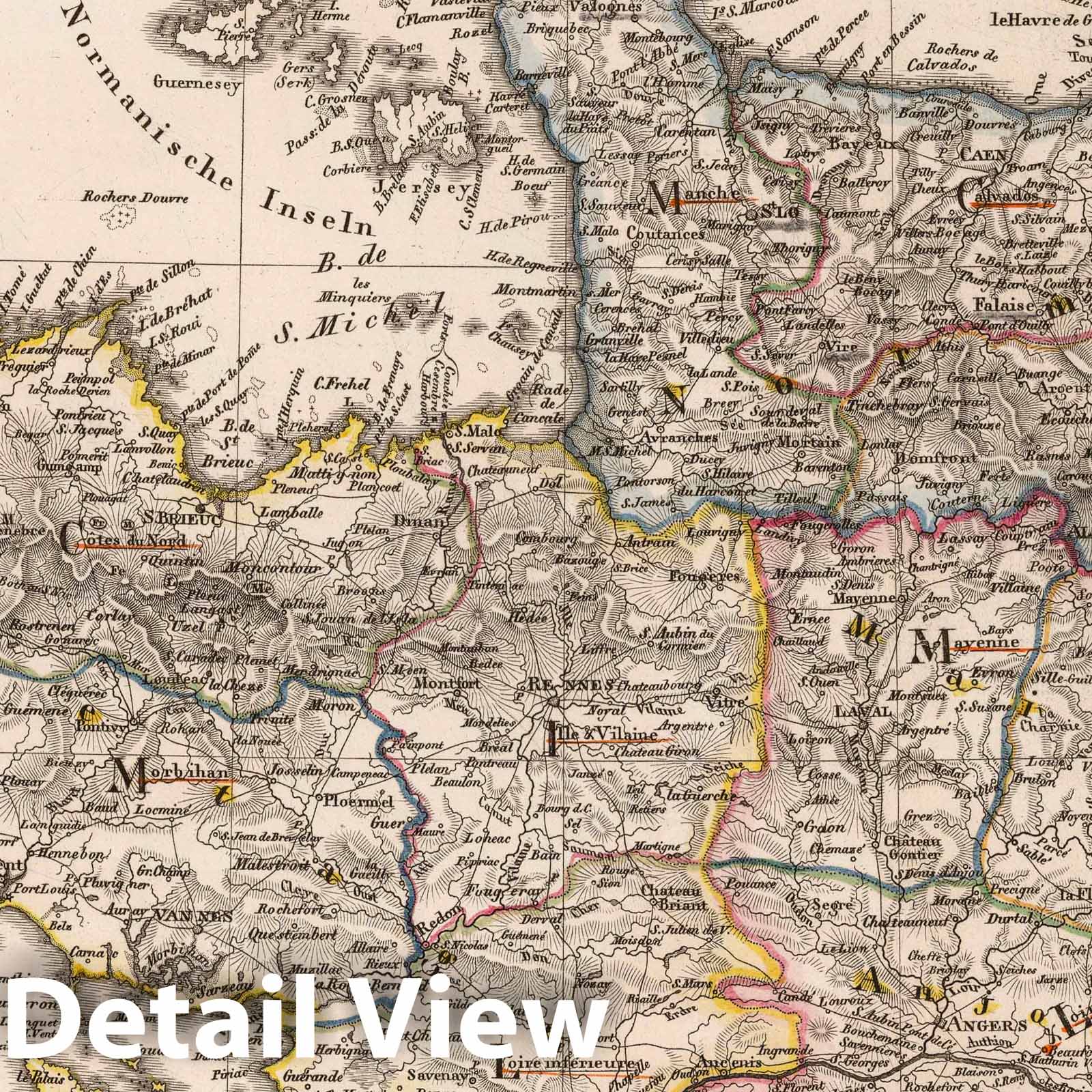Northwestern France 1824 Historical Map Print