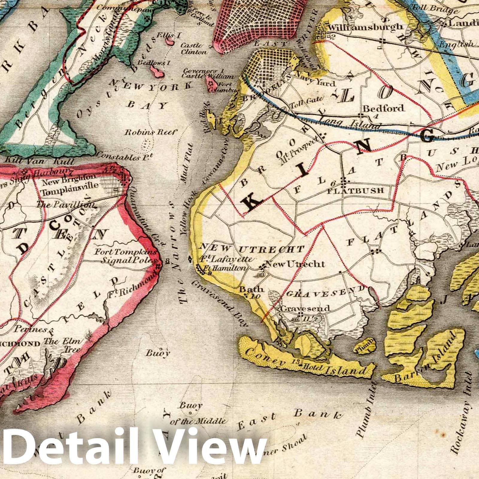 New York City and Vicinity, 1836 - Historical Map Print