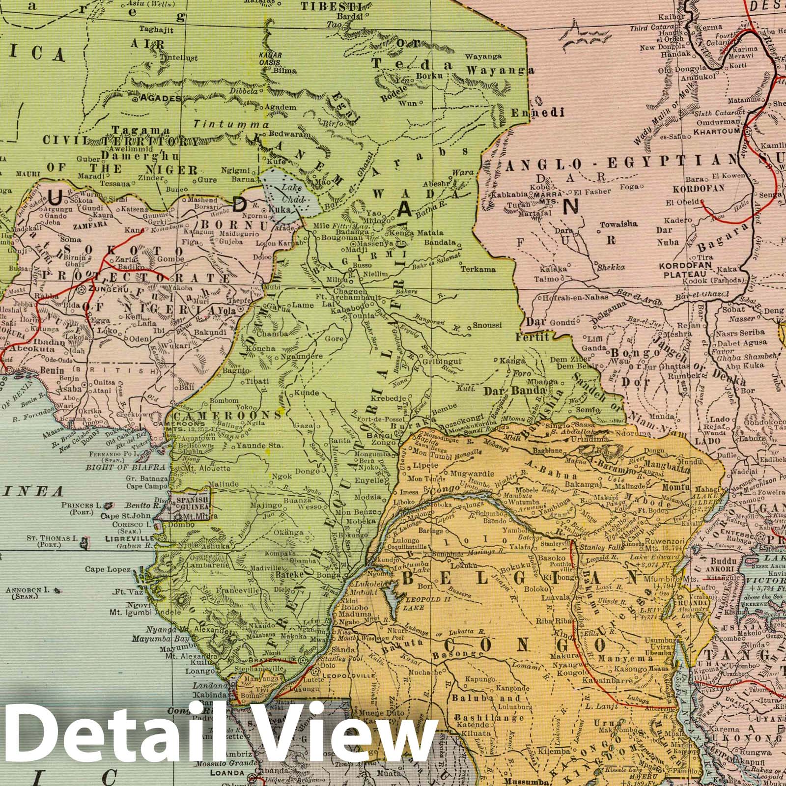 Africa - Railroad Map, 1924 - Rand McNally Commercial Atlas Print
