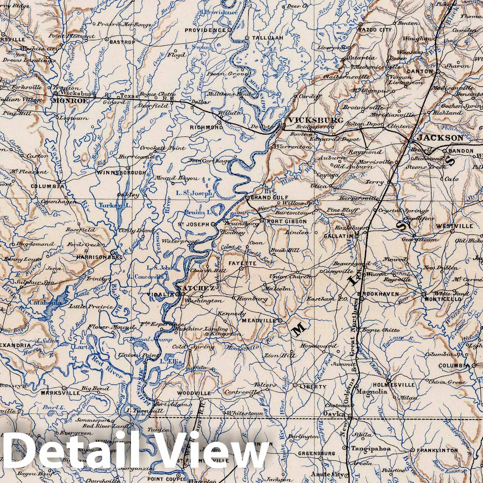 Civil War: Lower Mississippi River - Military Map, 1875