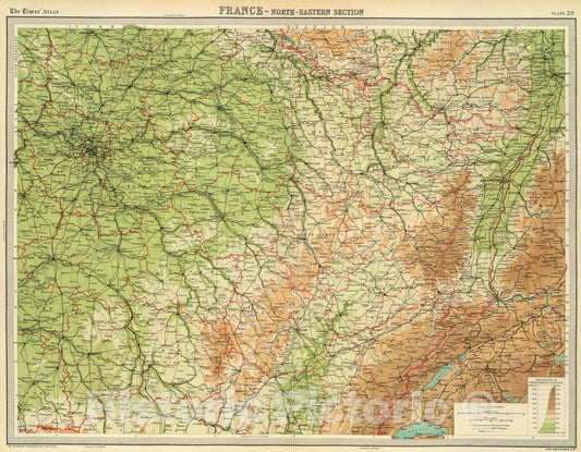 Historic Wall Map : 1922 France - north-eastern section, environs of Paris. - Vintage Wall Art